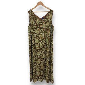 Size 20W 2X BUTTERFLY + FLORAL PRINT V-NECK CHIFFON MAXI DRESS Summer PLUS‎ SIZE